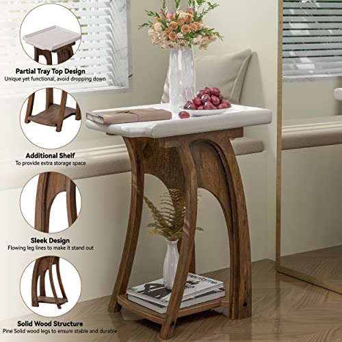 Lonyke French Country Tray Top End Table, Farmhouse Cottagecore Accent Side Table For Family, Living Room, Boho, White&Brown… #TOP3