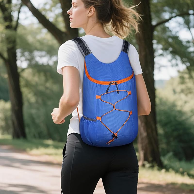 Mochila leve de caminhada, impermeável, embalável, para esportes casuais ao ar livre com bolsa de armazenamento, 10L, azul