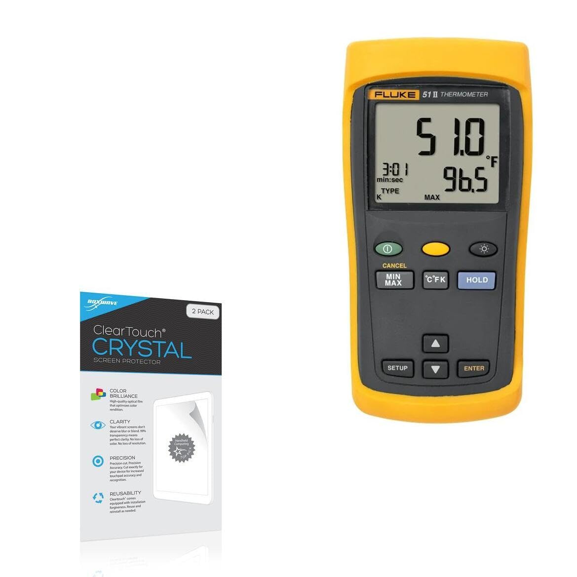 BoxWave Screen Protector Compatible with Fluke 53 II - ClearTouch Crystal (2-Pack), HD Film Skin - Shields from Scratches