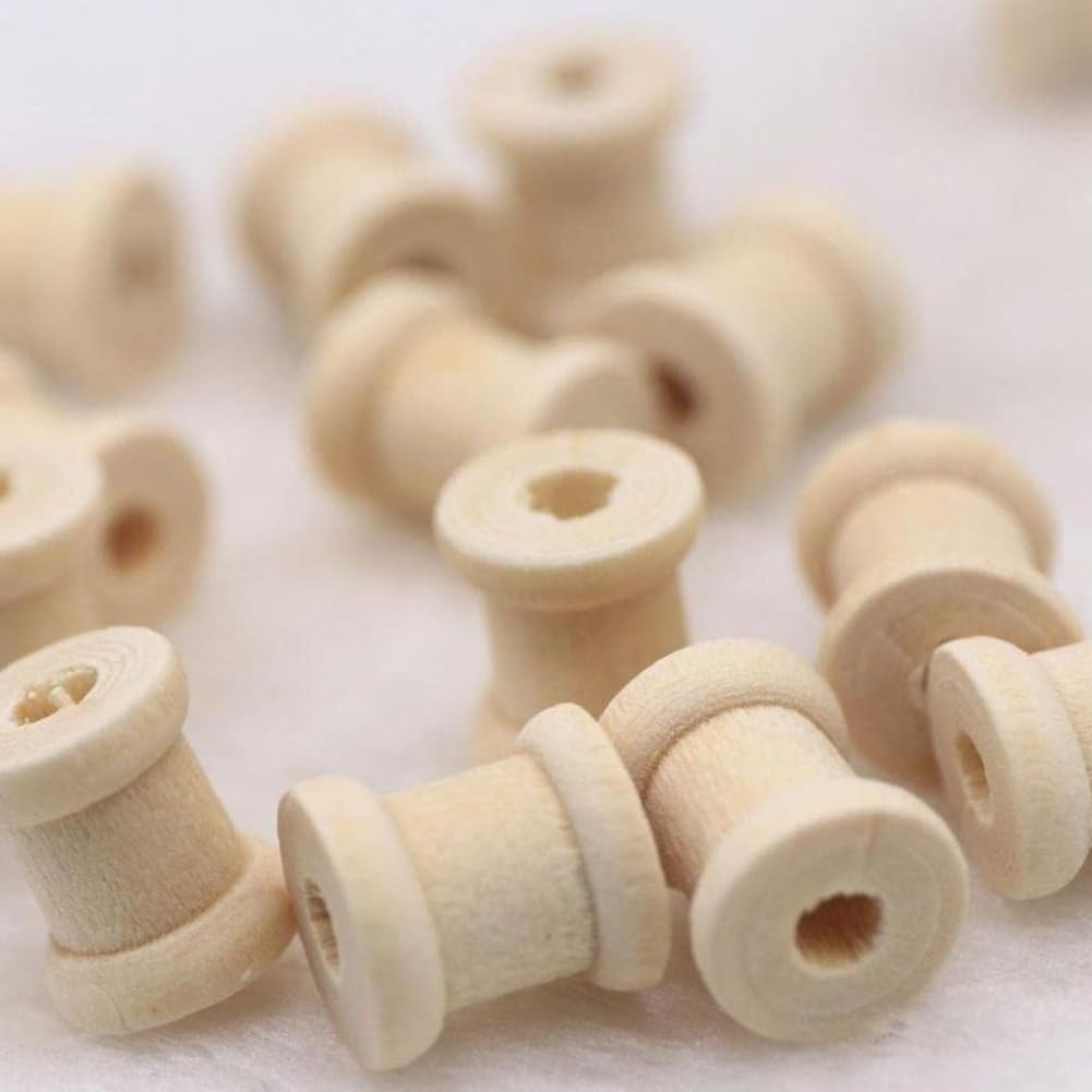 Lot De 10 Bobines De Fil Vides En Bois, 47 Mm X 31 Mm