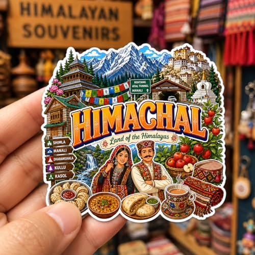 Image of Zesta Wooden Fridge Magnets Set | Refrigerator Decor Magnets for Kitchen | India Souvenir Fridge Magnet Collection | Wooden Magnet for Fridge Door Decoration (Himachal)
