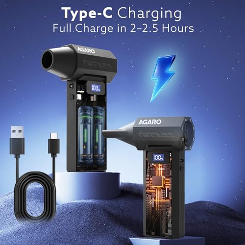 Image of AGARO Electric Air Duster, Powerful 120000 RPM Cordless Mini Blower with 4-Speed Settings, Digital Display & 5200 mAh Battery | Dust Cleaner for Computer, Laptop, Keyboard, Car & Home Cleaning, AD1771