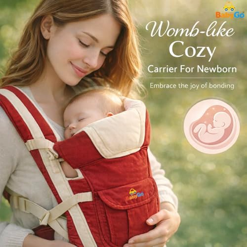 Image of BabyGo Kid Seat Baby Hip Carrier 4-in-1 Adjustable Baby Carrier Cum Kangaroo Bag| Front, Back|for 6 to 24 Months Baby|Newborn to Toddler Carrier|Safety Belt & Buckle Straps|Up to 15 Kgs (Maroon)