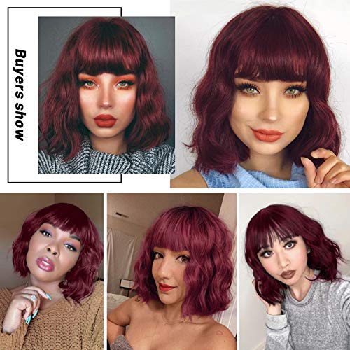 image for Stamped Glorious Short Wavy Bob Wig with Bangs for Women Synthetic Cur