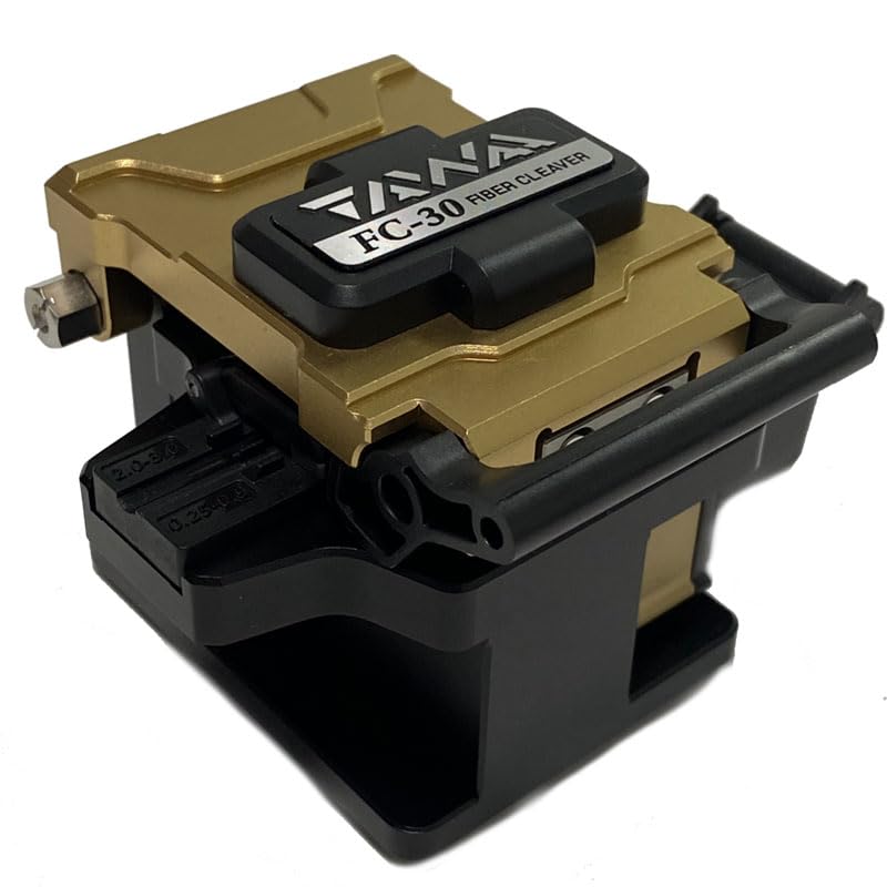 Fiber Optic Cleaver Automatic Stability TAWAA FC-30 Cutter with 48,000 Cleaves Cleaver Angle <0.5° Built in Wast Bin for 250μm 900μm 3.0mm Fiber Cable and Flat Cable Double Fixtures CT-30A Cleaver