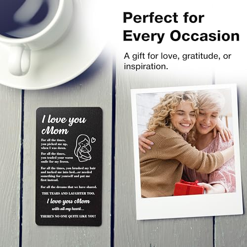 Engraved Mom Wallet Card – Sentimental Gift for Mother from Son or Daughter, Best Mom Card, Mother’s Day, Birthday, Valentine’s Day Keepsake3
