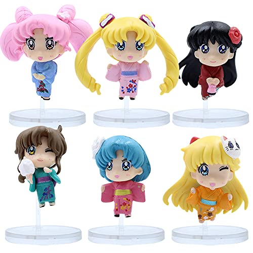 BESTZY Sailor Moon Mini Juego de Figuras, 6 Piezas Mini Figuarts Sailor Moon Action Figure, Sailor...