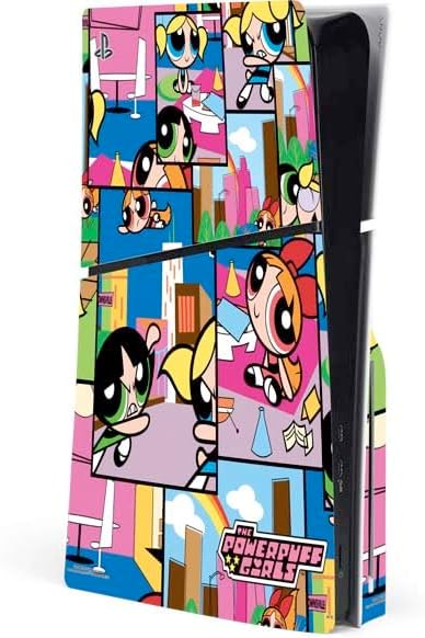 Skinit Decal Gaming Skin Compatible with PS5 Slim Disk Console - Officially Licensed Cartoon Network Powerpuff Girls Patches Design