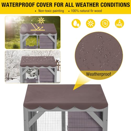 Image of Aivituvin Cat Catio Outdoor Cat House Movable Large Enclosures on Exercise Wheels Kitty Cage with Upgraded Resting Box,Waterproof Cover