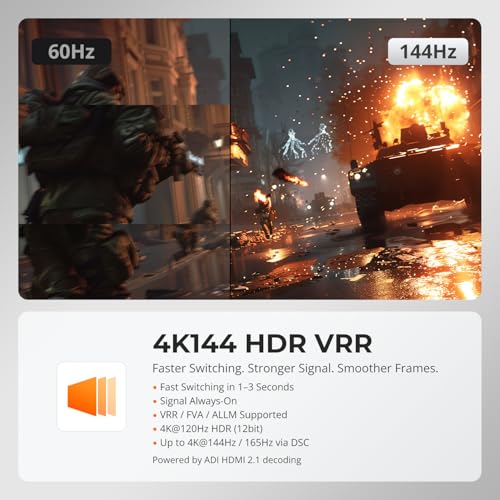 Image of TESmart 8K@60Hz HDMI KVM Switch 2 Computers 1 Monitor, USB 3.0 HDMI KVM Switch 2 Ports 4K@144Hz, Support EDID, Gigabit Network, Hotkey Switch, Audio & Mic with All Input Cables