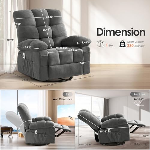 Sillón reclinable con masaje y calor Gris miniatura 3