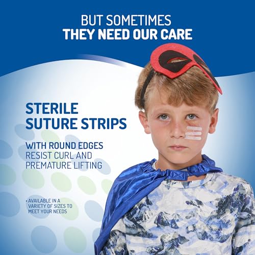 Image of 1 /2 x 4 in- Skin Closure, Reinforced Sterile Suture Strips Hypoallergenic,Safe Suture Strips,Round Ends,Easy to Apply(24 Strips per Bag)