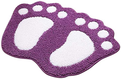 ele ELEOPTION Bath Mats for Bathroom Absorbent Memory Foam Bathroom Rugs Washable Bath Cute Big Feet Area Rug for Floor Bedroom Living Room(Purple, 16''x24'')