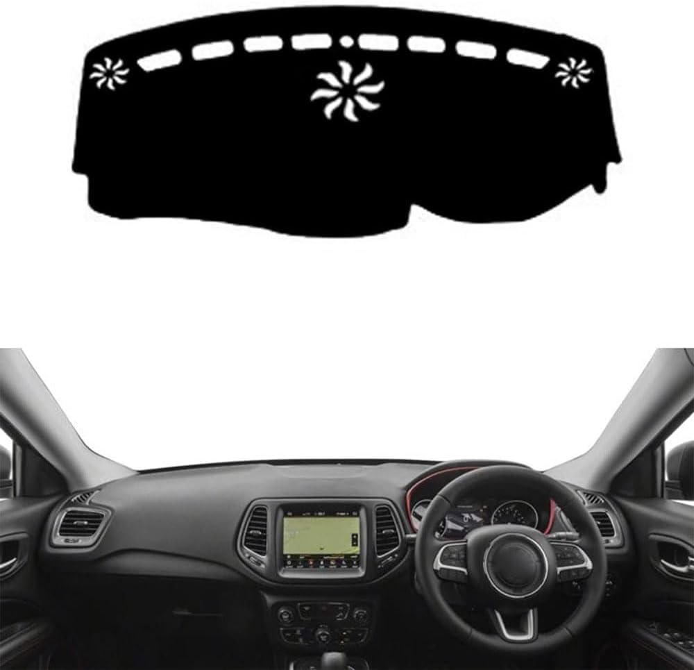 ZhangXD Car Dashboard Cover for Jeep Compass 2017-2020, Non-Slip Dash Board Sun Shield Protector Anti-Glare Anti Dust Interior Accessories