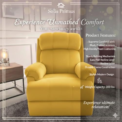 Image of Fabric Livo Recliner Sofa Chair Single Seater for Living Room, Office Manual Push Back Recliner Sofa Chair with Cushioned Armrest & Back Support (Yellow)