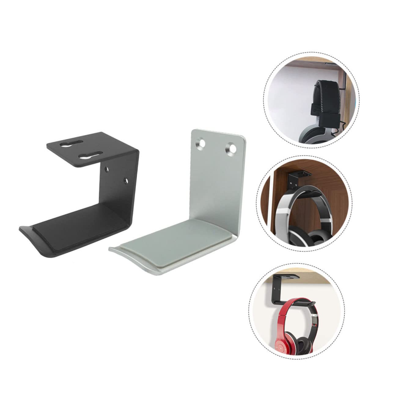 jojofuny 6pezzi Supporto Per Cuffie Lega Di Alluminio Da Montaggio Senza Perforazione Compatibile Con Cuffie over Ear e Archetto Struttura Resistente e Antiscivolo Design Elegante Per