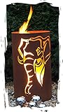 JH-Metalldesign Feuertonne Elefant Edelrost Säule Rost Feuerkorb Feuerschale