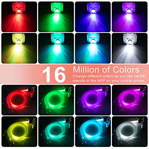 Image of AZIMOM High Brightness 32W Twinkle Fiber Optic Light Source RGBW Light Box Engine Diver Bluetooth /RF Remote Control Music Sensor Mode for Car Home Star Ceiling Light Effect Decoration