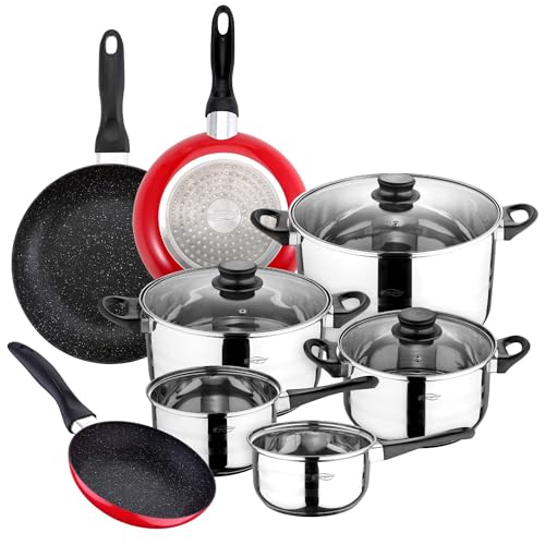 San Ignacio Juego de Batería de cocina de 8 piezas + 3 sartenes 16/20/24cm aluminio