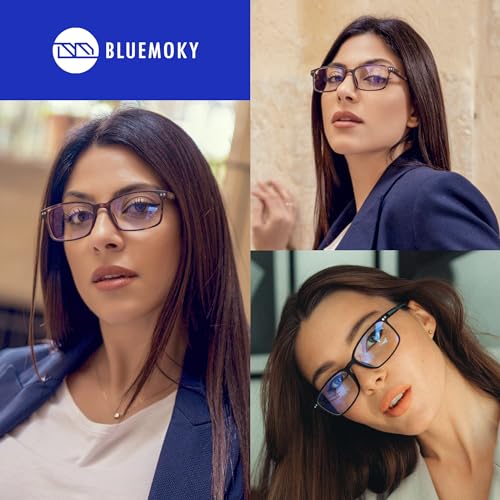 Image of BLUEMOKY Reading Glasses for Women Men, Blue Light Blocking Glasses 2 Pack, Computer Readers, Spring Hinge