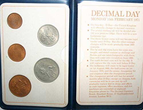 Mint New from Pack never collected uncirculated First Decimal Coin set 1971 with 5 coins - some tarnishing