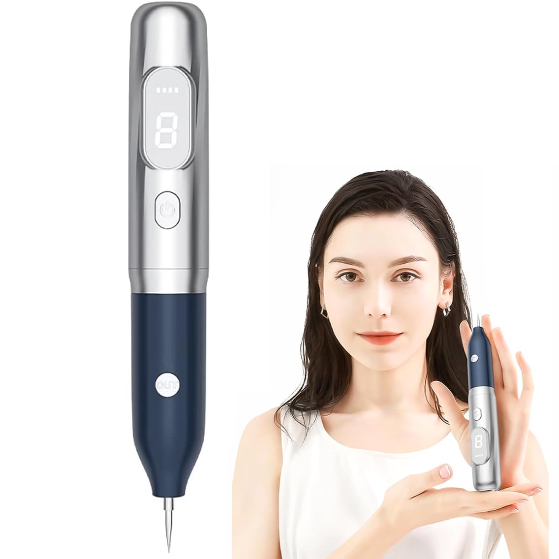 Face Mole Removal Pen - Skin Tags Remover mit 9 Stärkestufen, Austauschbare Nadel, Plasmatechnologie, LED-Anzeige für Warze, Dunkler Fleck, Sommersprosse