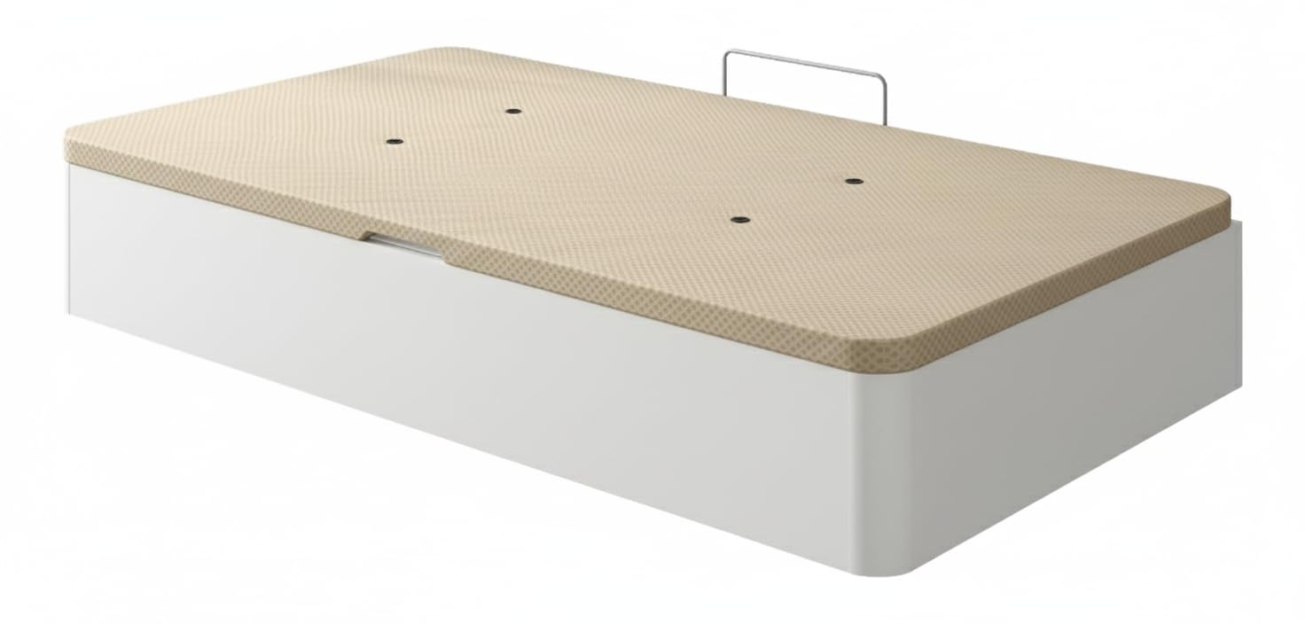 SHIITO | Modelo Dakotta – Canapé 90x190 cm con Apertura Lateral | Tapa 3D Transpirable | Gran Capacidad – Color Blanco – 90x190x35 cm