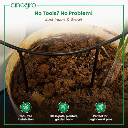 Image of CINAGRO Round-Shaped Iron Garden Trellis for Climbing Plants, Pack of 2 | Rust-Free, Decorative Vine Support Rack for Balcony Garden & Outdoor Plants