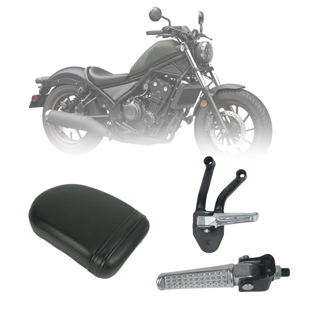 NANSENJPMP Motorcycle Passenger Seat Kit for Rebel 300 500, Rear Passenger Seat and Footpegs Kit for Honda Rebel 300/500 CMX 300 CMX 500(2017-2024)