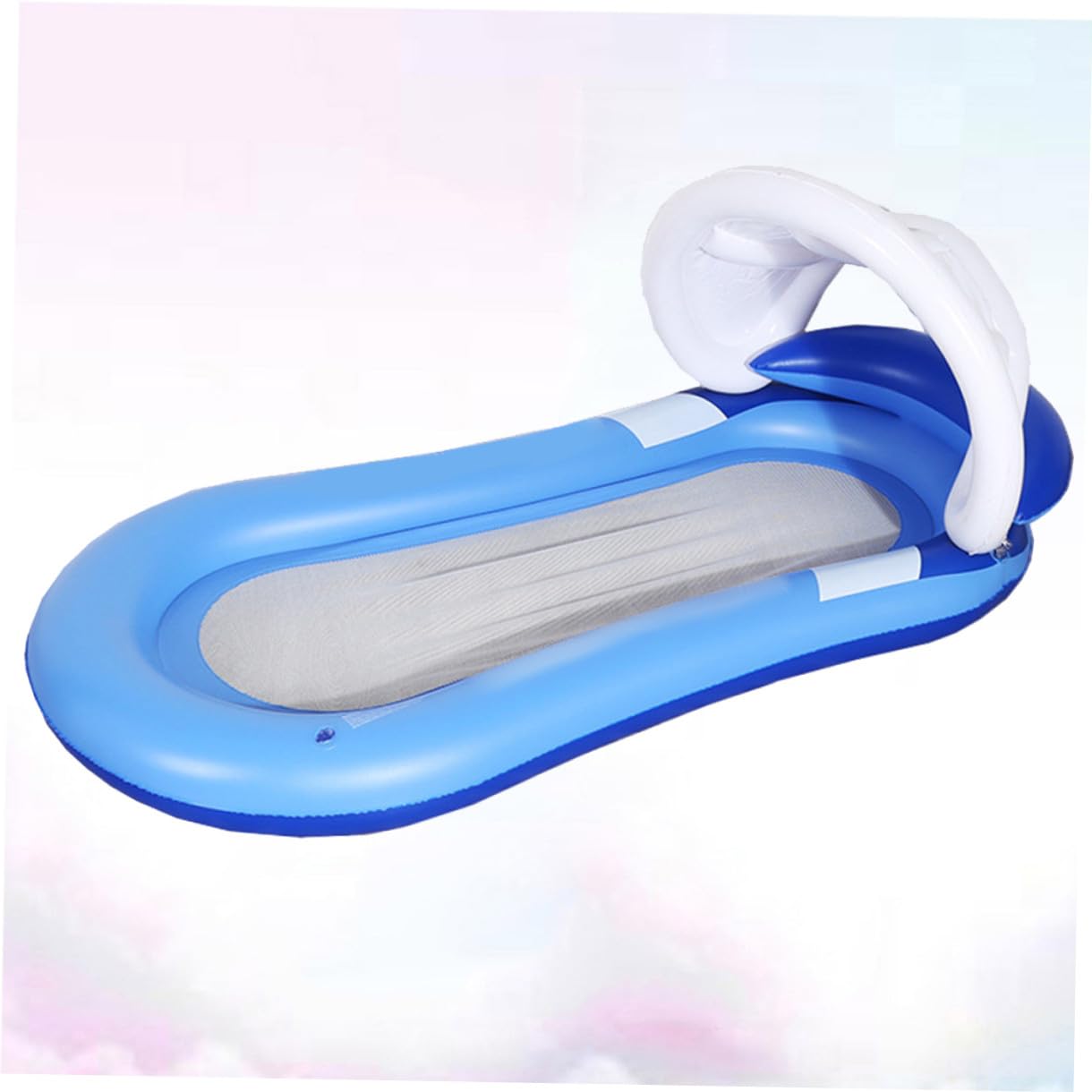 Amaca Gonfiabile con Parasole, Poltrona Galleggiante in Pvc Blu | Schienale e Braccioli, Gonfiaggio Rapido, per Piscina e Lago, Design Ergonomico, Relax All'aperto