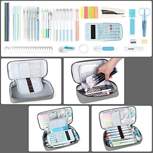 Image of Homecube Pencil Case Capacious Pen Pencil Holder Box Makeup Pens Pouch Oxford Cloth Bag Large Storage Stationery Organizer with Zipper for School & Office - Gray