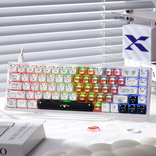 Image of GMKWTL XVX Blank Transparent Keycaps, Sweet Heart PC Custom Keycap Set, Backlit Pink Candy Keyboard Keycaps Mao Profile for MX Switches Mechanical Keyboard (21pcs)