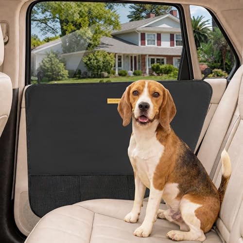 BECROWM 2 Packs Car Door Protector for Dogs Waterproof Anti-Scratch Shield with Suction Cup (Black) (Black-A)
