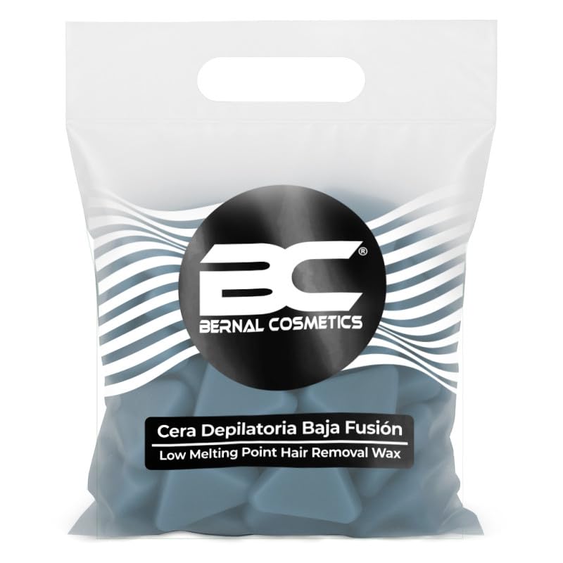 BC Cera Depilatoria Azuleno 1kg - Cera Española Elástica de Baja Fusión en Perlas para Piel Sensible, Depilación Profesional Facial y Corporal sin Bandas