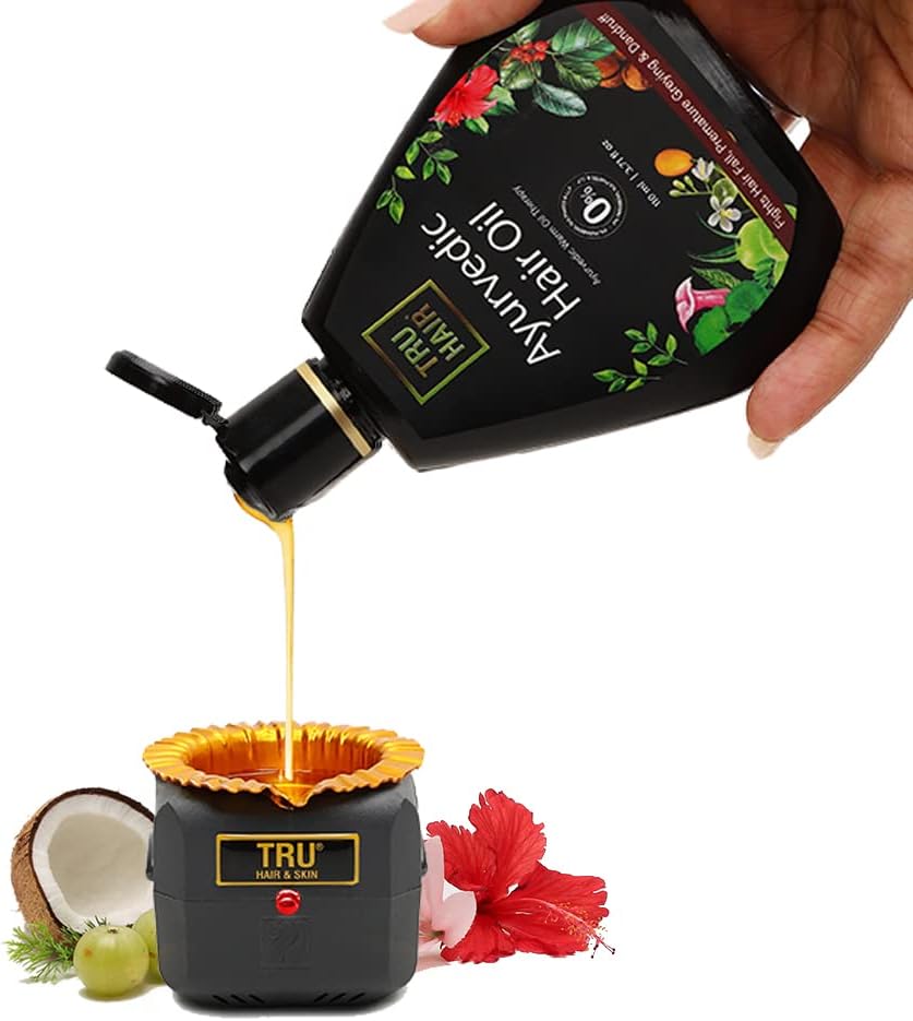 TRU HAIRHerbal Hair Oil 110 ml With Heater To Warm The Hair Oil, Black, 110 ml (Pack Of 1)