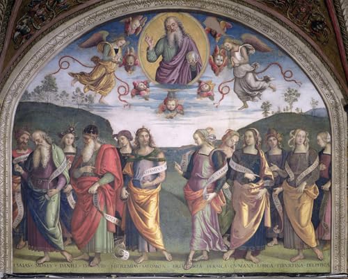 Pinturas murales de Pietro Perugino l'Eterno Padre para salón en lienzo de 60x90cm