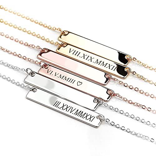 A Roman Numerals Wedding Date Necklace Engraving Special date Personalized Gift for Her Wedding Gift special date - 4N-RN