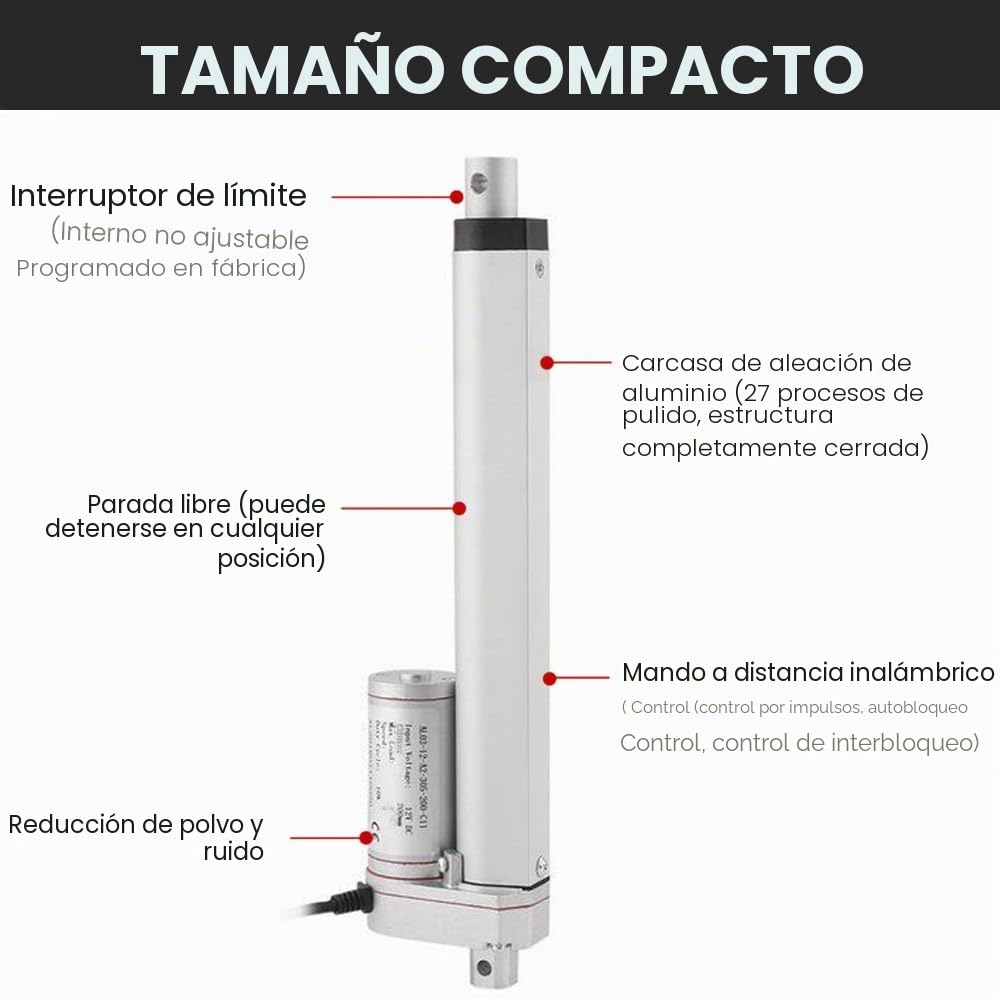 DCHOUSE Actuador lineal 1000N 50mm 12V CC para puertas electrónicas médicas