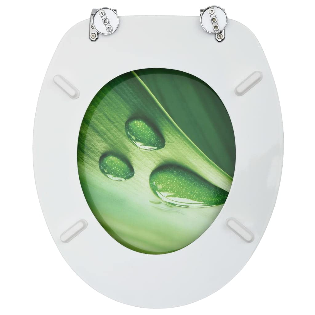 Set di 2 sedili anteriori WC con coperchi in MDF verde gocce d'acqua 02_0002975