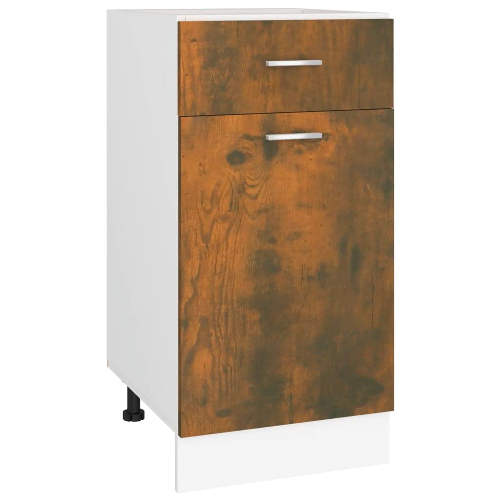 Holzunterschrank mit Schublade und Zwei Fächern Lyon Räuchereiche 40x46x81,5 cm Küchenunterschrank zur Aufbewahrung von Geschirr und Kochutensilien