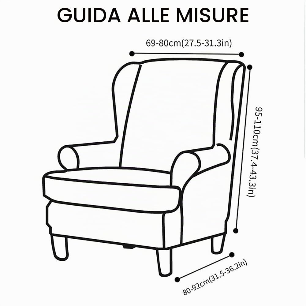 Highdi Velvet Copripoltrona con Orecchie Elasticizzato, Tinta unita 2-Pezzi Copridivano da 1 Posto con Fodera per Cuscino, Lavabile per Strandmon Bar Soggiorno Camera da Letto (Curcuma)