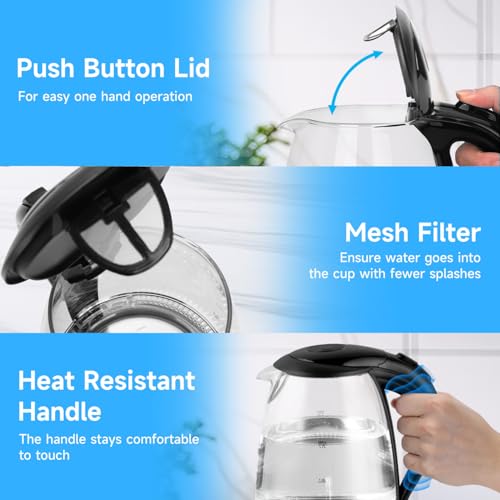 Aigostar Adam 1.7L Glass Electric Kettle, 2200W Fast Boil - Image 6