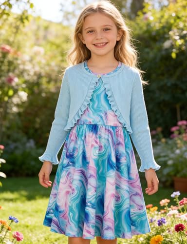 Love Wood Girls Dresses Size 5 6 Girl Blue Dress Toddler 5T 6T Girl Sleeveless Sundress Kids Autumn Winter Long Sleeve Casual Clothes — view 2