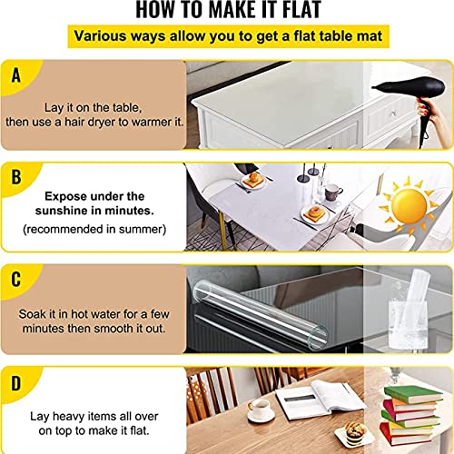 Leffora Frosted Table Cover Protector 52 x 52 Inch, 1.5mm Thick Plastic Desk Protector Mat, Square Waterproof PVC Placemats, Transparent Mat for Desktop, Dining Room Table, Dresser, Writing Desk by Leffora - Image 4