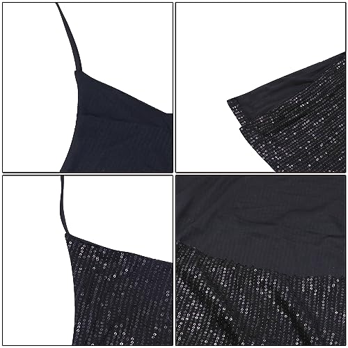 Image of Women's Sequin Halter Bodycon Mini Dress Split Hem Backless Cowl Neck Sexy Short Dress Open Back Cocktail Party Dresses