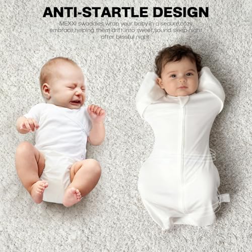 Image of MEXXI Baby Transitional Swaddle, 2 Pack Sleep Sack With Arms Up, 0.5 TOG