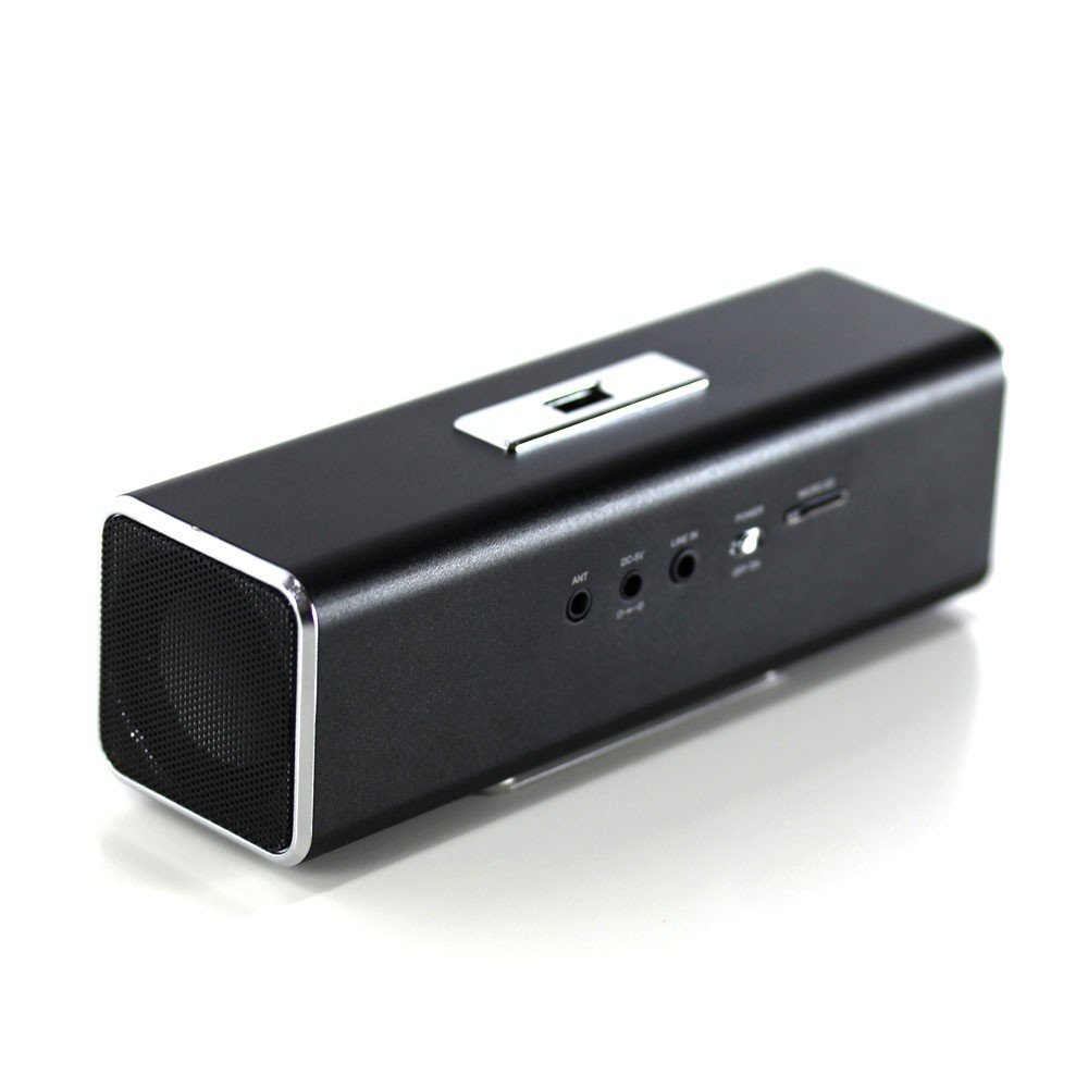 MusicMan MA Soundstation tragbarer Lautsprecher - Stereo-Sound - FM-Radio, MP3-Player, USB, AUX / Line-In, MicroSD-Kartensteckplatz - 6 Stunden Wiedergabezeit - Ideal für unterwegs (Schwarz)