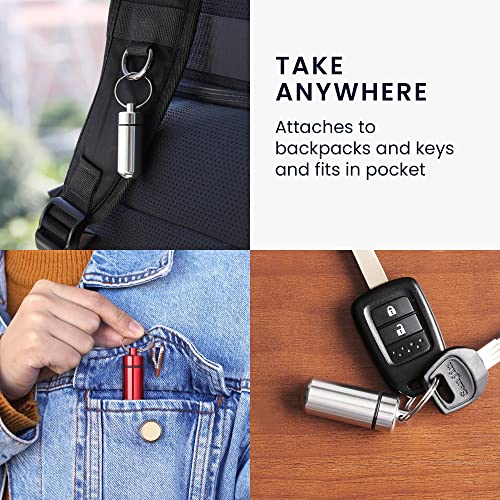 kwmobile 2 pillendoosje sleutelhanger in zwart/goud - Handig medicijndoosje voor onderweg - Pillendoosje alluminium met schroefdop - Afbeelding 4