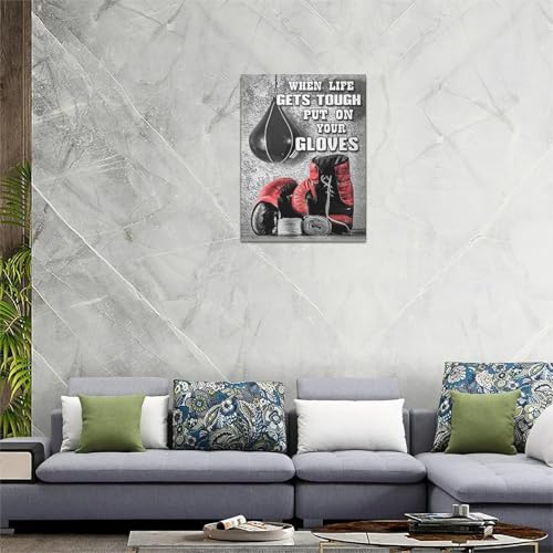 Banonaty Boxing Posters Wall Art Red Boxing Gloves Pictures Wall Decor Black And White Inspirational Quotes Canvas Prints Painting Artwork Sports Canvas Home Decorations For Teen Boys Room Dorm Bedroom 12 Inchx16 Inch thumb #4