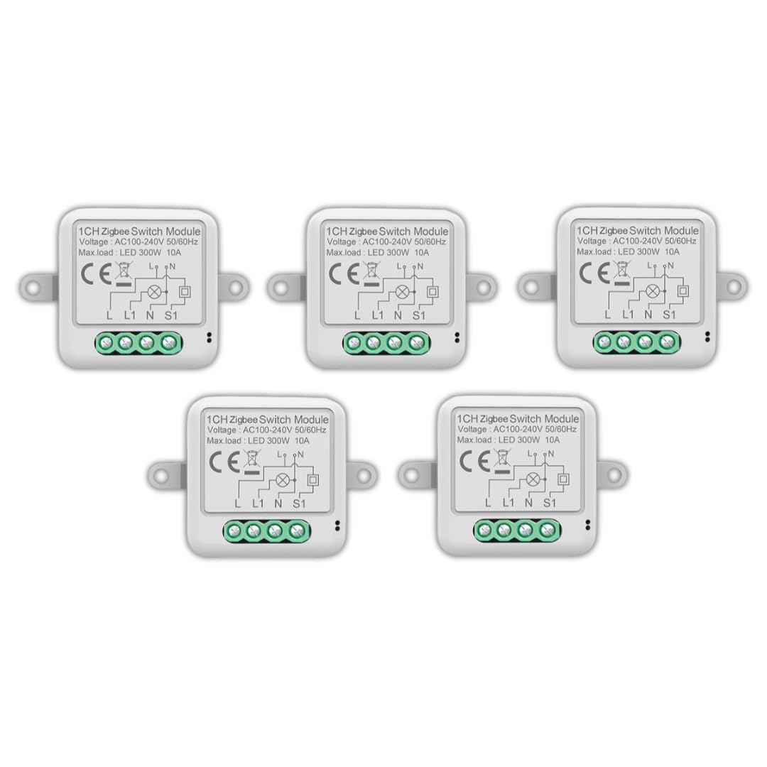 Interuttore Intelligente | ZigBee | ZeVi Switch 1G Modulo per Automazione domestica, Controllo Remoto Luci e Dispositivi app SmartLife, Domotica Fai-da-Te, Compatibile con Alexa e Google Home 5pz